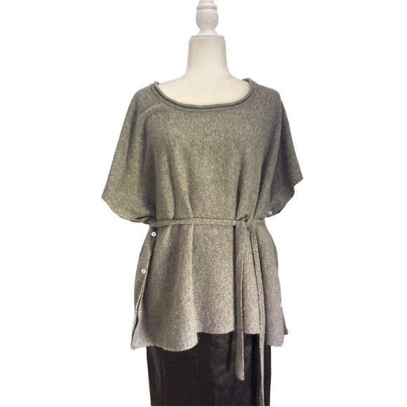 Portolano Wool Cashmere Sweater Top With Waist Tie - Picture 7 of 8